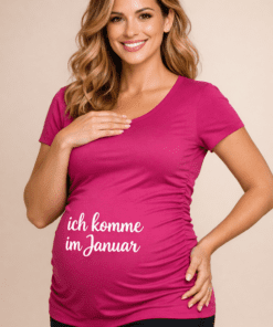 Umstands-T-Shirt „ich komme im Januar“ (Pink)