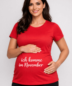 Umstands-T-Shirt "ich komme im November" (Rot, Kurzarm)