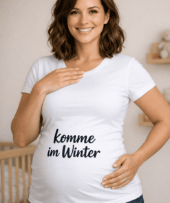 Umstands-T-Shirt „komme im Winter“ (weiß)