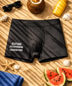 Herren-Boxershorts „ACHTUNG HOCHSPANNUNG LEBENSGEFAHR“