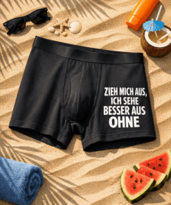 Herren-Boxershorts „ZIEH MICH AUS, ICH SEHE BESSER AUS OHNE“