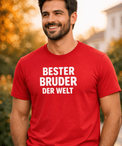 Lustiges T-Shirt „Bester Bruder der Welt“ (Rot)