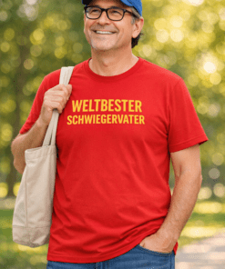 Lustiges T-Shirt „Weltbester Schwiegervater“ (Rot)