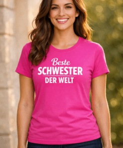 Lustiges T‑Shirt „Beste SCHWESTER DER WELT“ (Pink)