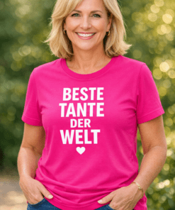 Lustiges T-Shirt „Beste Tante der Welt“ (Pink)