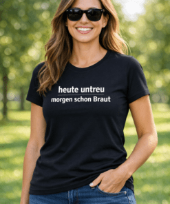Lustiges Damen T-Shirt „Heute untreu, morgen schon Braut“