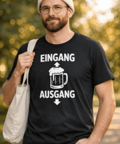 Lustiges Bier T-Shirt „EINGANG AUSGANG“