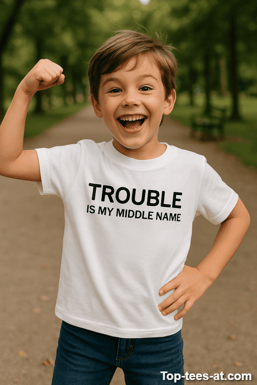 Kinder T-Shirt Trouble Is My Middle Name