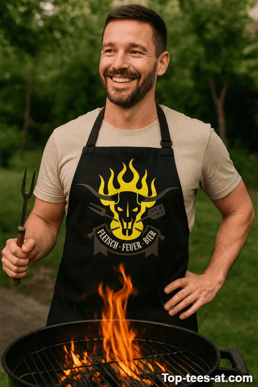 Lustige Schürze Fleisch Feuer Bier