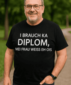Lustiges T-Shirt kein Diplom meine Frau weiß alles