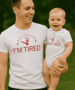 Lustiges T-Shirt und Body Set Tired Not Tired